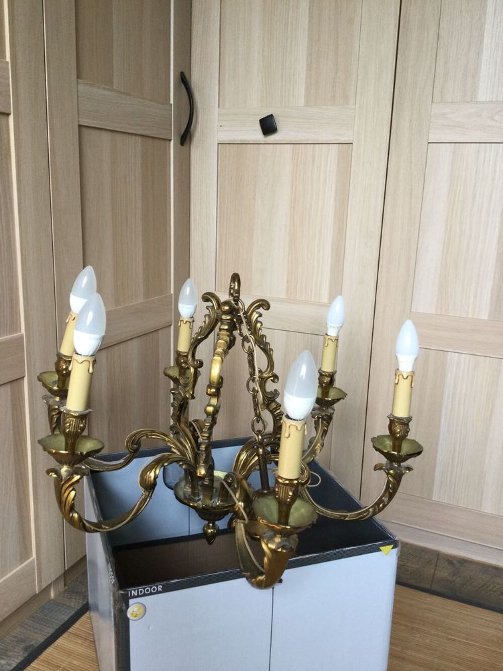 lutte en bronze 6 lampes Dcoration