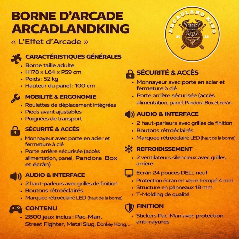 Borne d'arcade ArcadLandKing Consoles et jeux vidéos
