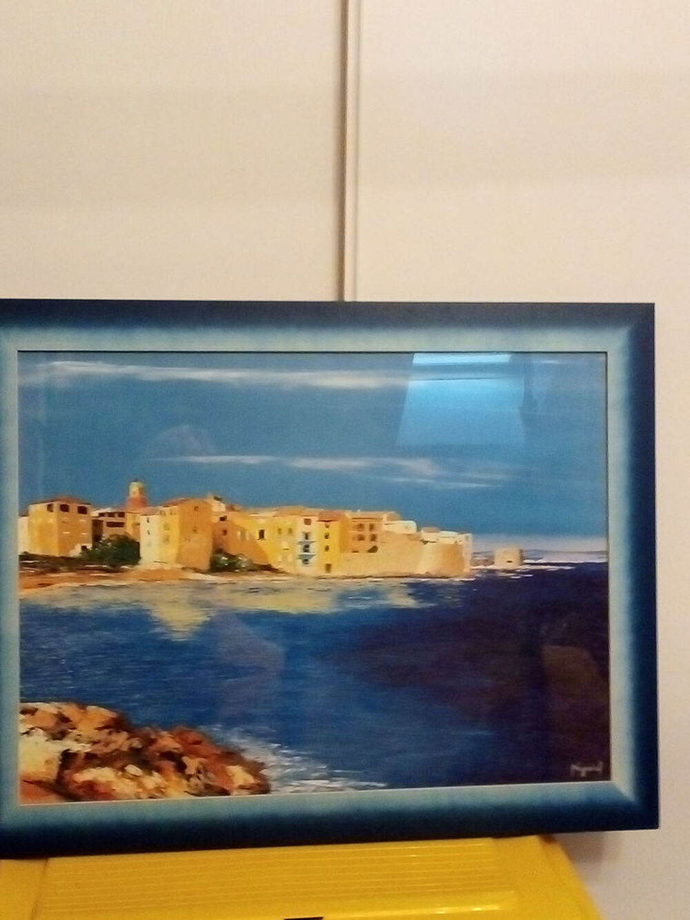 Lot de deux beaux tableaux jaunes et bleus Décoration
