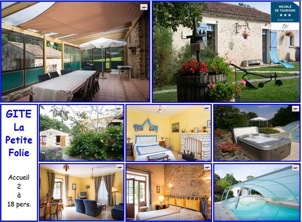   GITE RURAL,8/10pers.piscine couverte,  25mn mer  Pays de la Loire, Mareuil-sur-Lay-Dissais (85320)