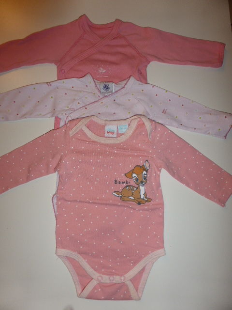 Lot de 3 bodies roses 3 mois Petit Bateau et Disney 9 Rueil-Malmaison (92)