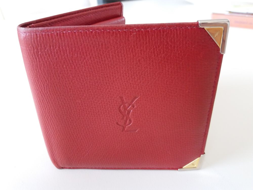 portefeuille cuir rouge YSL Maroquinerie