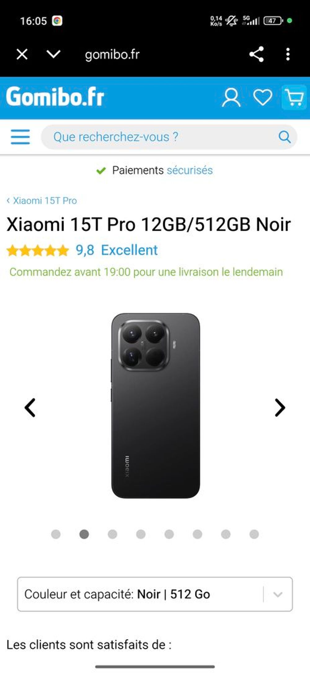 Xiaomi 15 t pro black 
12GB RAM 512gb rom Téléphones et tablettes
