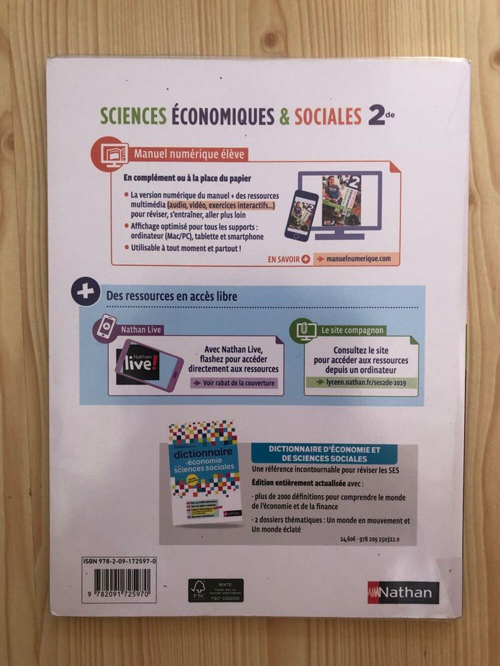 Manuel scolaire 2nd SES Livres et BD