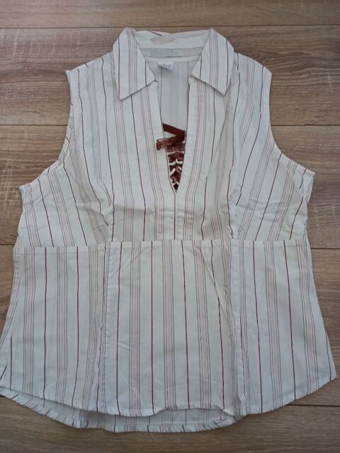 Chemisier sans manches blanc ray� taille 40 1 Villiers (86)