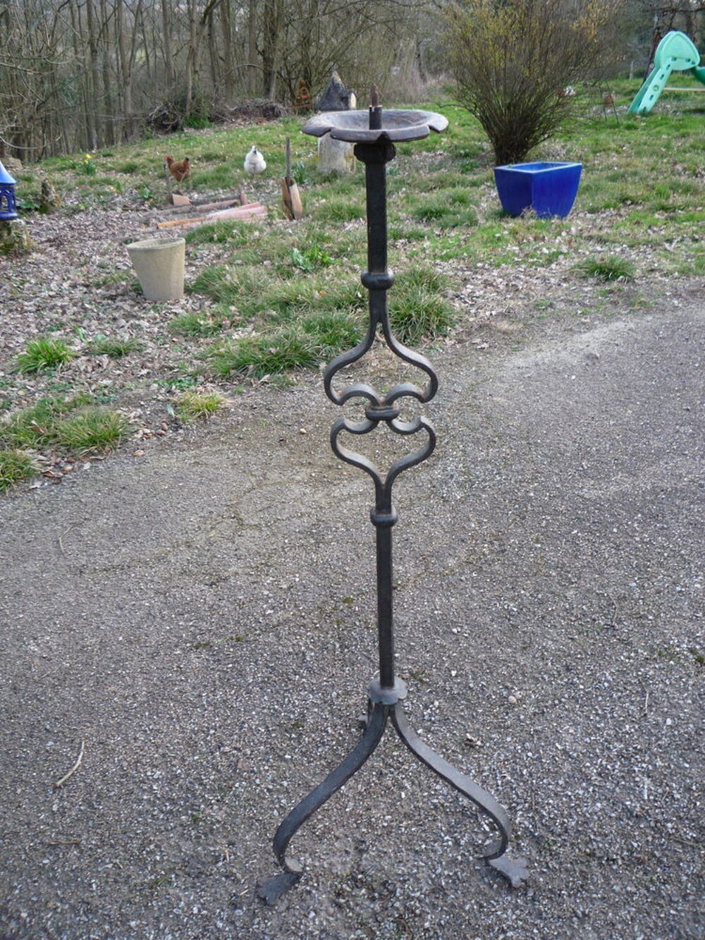 Ancien PIQUE CIERGE STYLE HAUTE &Eacute;POQUE MEDIEVAL FER FORG&Eacute; Décoration