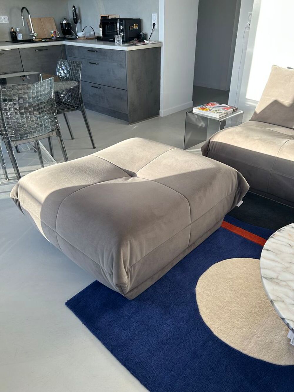 Pouf Velours SIA HOME gris Meubles