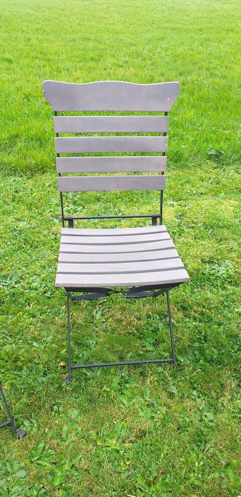 Lot de 4 chaises de jardin pliantes grises 80 Livarot (14)