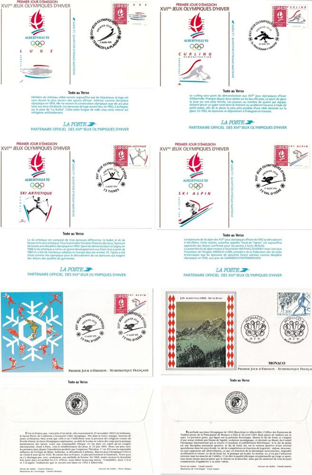 Lot de 18 enveloppes et cartes postales J.O d'hiver &agrave; Albert 