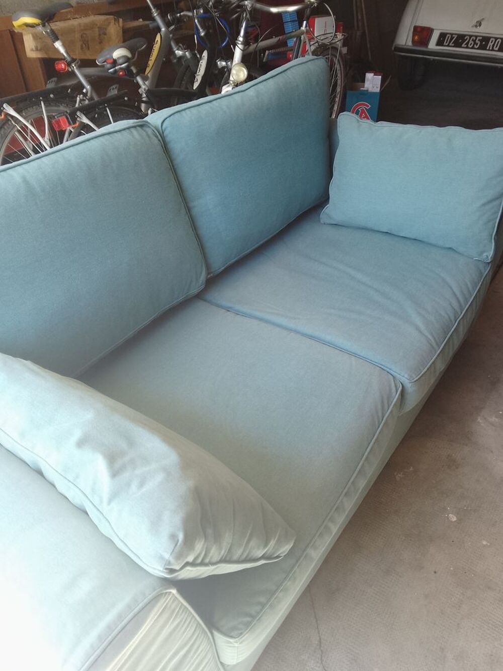 Canap&eacute; tissu bleu deux places Meubles