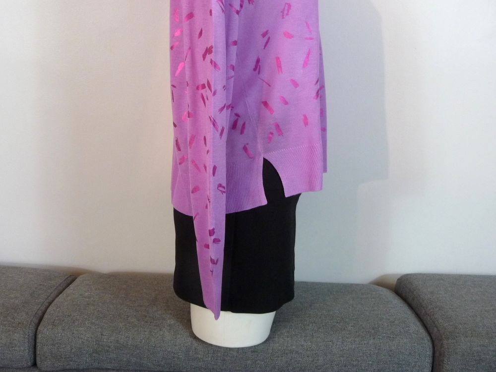 Pull L&eacute;ger Rose avec des Traits Rose Fushia Brillant- Zara Vêtements