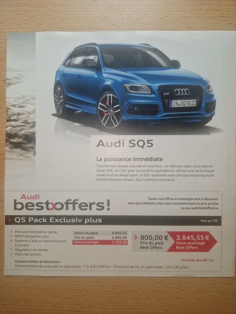 Audi SQ5 V6 3.0 BiTDI Plus 340 Quattro Tiptronic 8 2016 occasion Luxembourg 74500