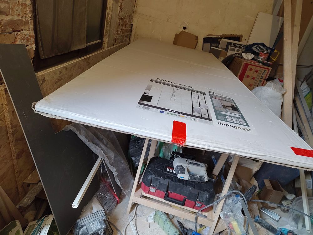 2 panneaux douche PVC XL gris Cloudy DUMAWALL, L.260x90 Bricolage