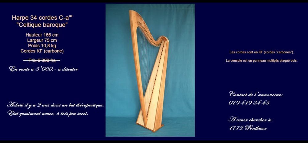 Harpe celtique th&eacute;rapeutique Instruments de musique