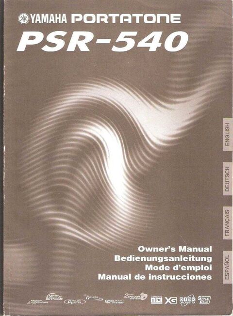 NOTICE SYNTHE  YAMAHA PSR 540 5 Richebourg (62)