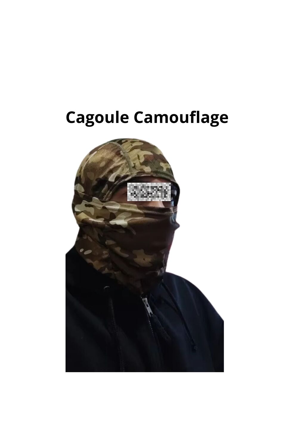Cagoule camouflage neuve - Taille unique, 100% polyester Vêtements