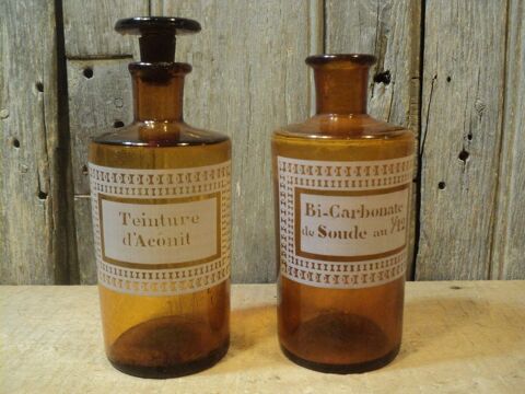 Flacons Pharmacie Verre Souffl� Ambr� Apothicaire 60 Loches (37)