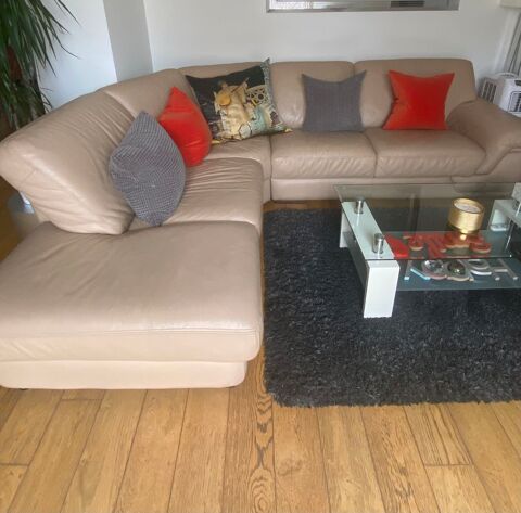 Canap cuir d'angle beige 350 Levallois-Perret (92)