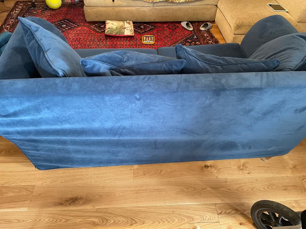 Canap&eacute; 3 places convertible velours bleu navy ? comme neuf Meubles
