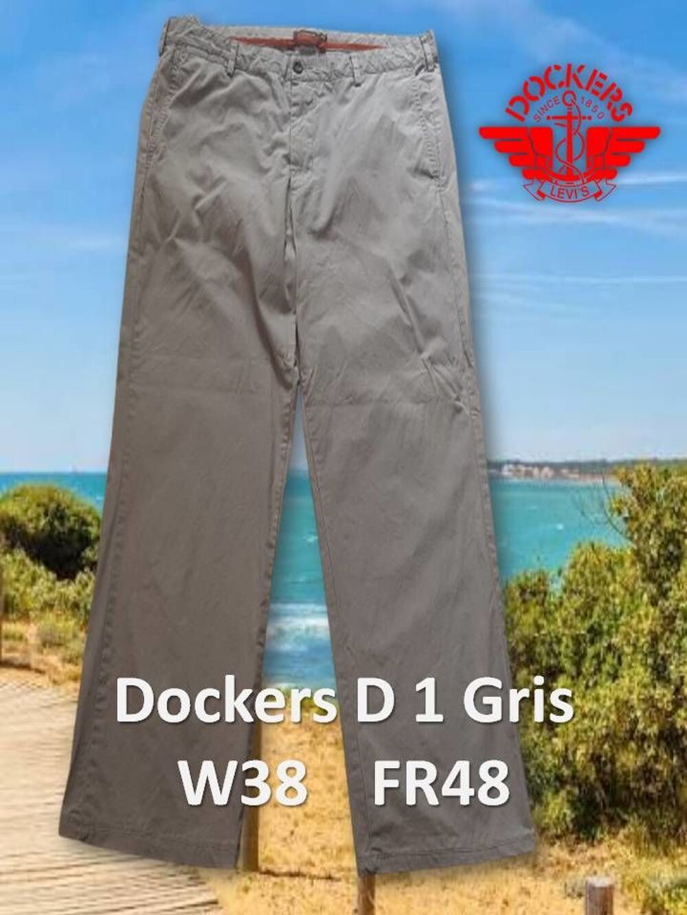 Pantalon Dockers Chinos homme D1 Gris taille W38 - FR48 Vêtements