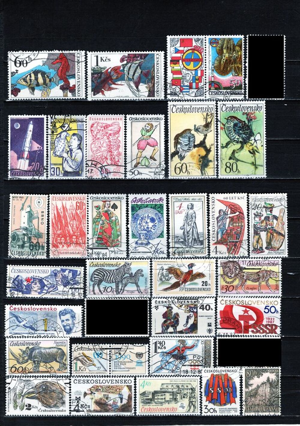 lot de 32 timbres de TCHECOSLOVAQUIE 
