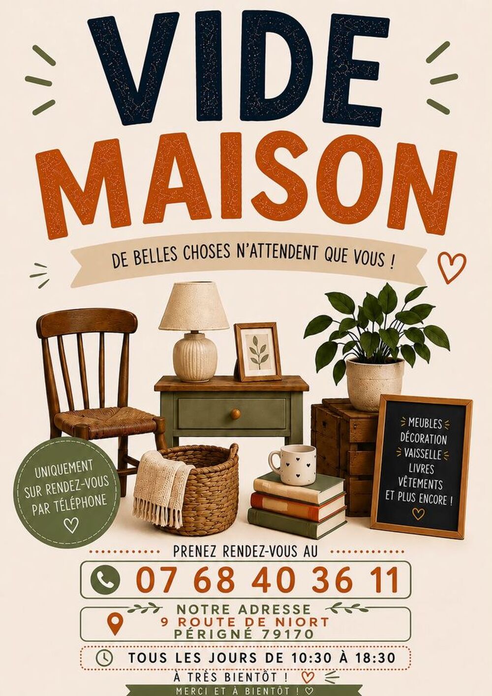 VIDE MAISON JUSQU'&Agrave; &Eacute;PUISEMENT 
Vide grenier, marché aux puces, braderie