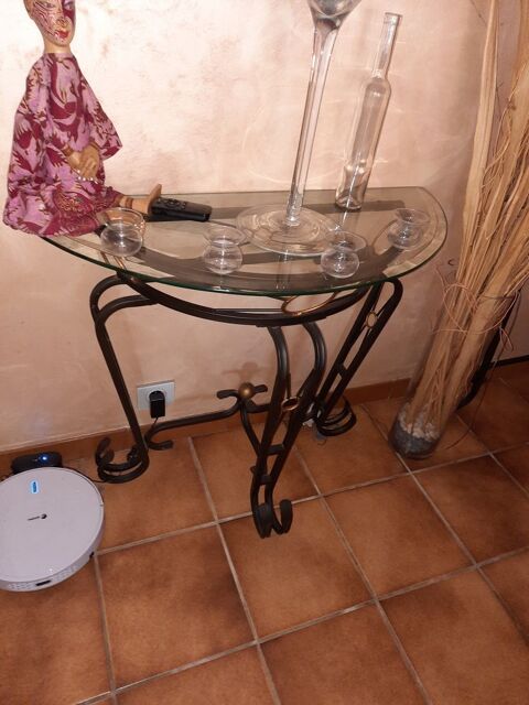 2 consoles verre biseaut et fer forg 95 Maransin (33)