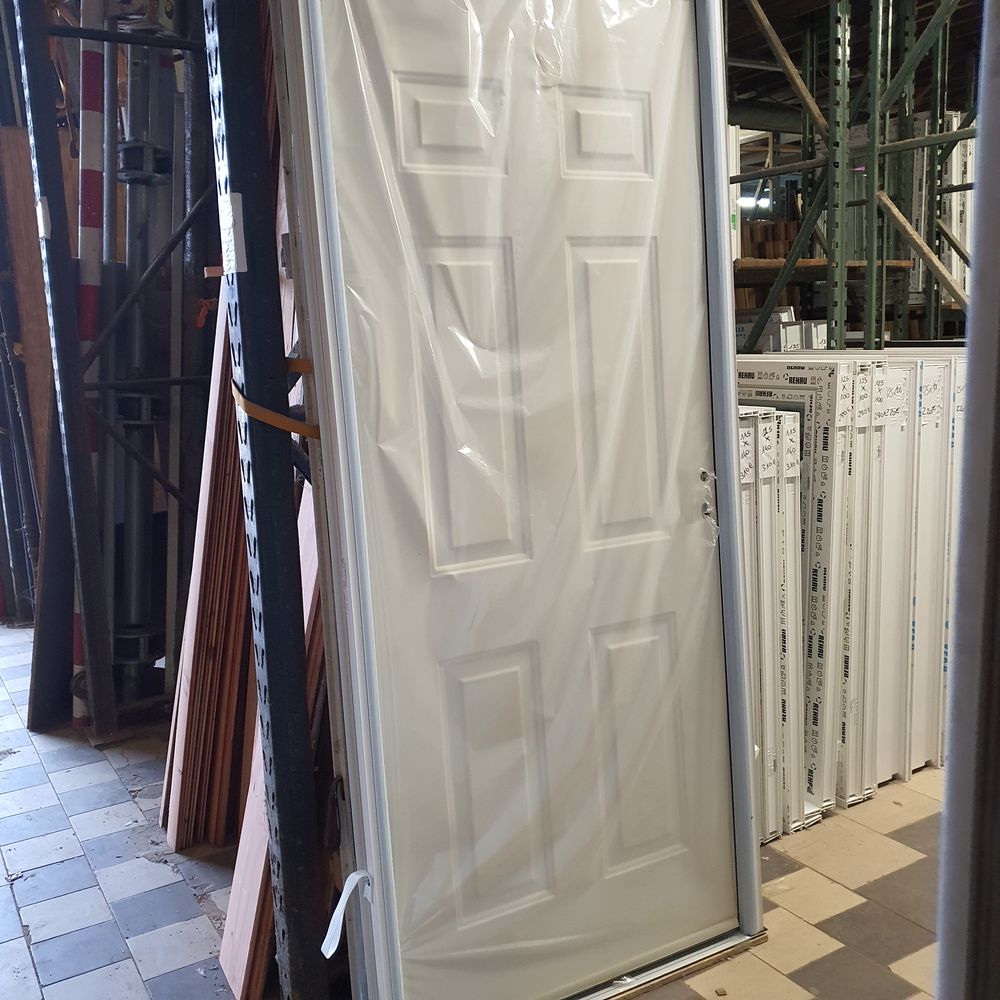 PORTE ENTR&Eacute;E pleine -EXT&Eacute;RIEURE BLANCHE- D&eacute;cor Carr&eacute;e Bricolage