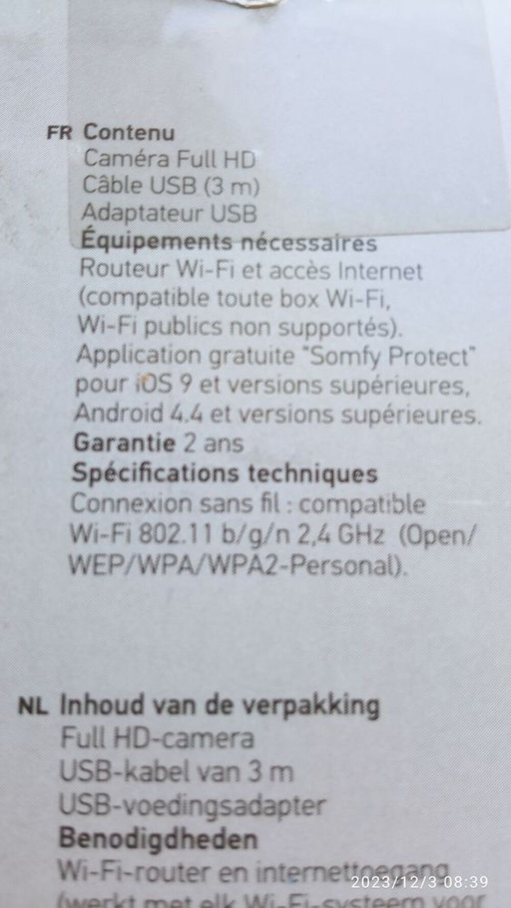 Cam&eacute;ra de surveillance Somfy Bricolage