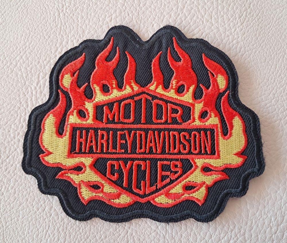 &eacute;cusson brod&eacute; patch harley davidson flammes 10x8,5 cm 