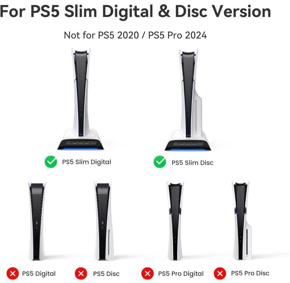 Support Refroidissement Station Charge PS5 Slim avec Contr&ocirc;leur RGB, Chargeur de Manette PS5, Refroidissement &agrave; 2 Niveaux Consoles et jeux vidéos