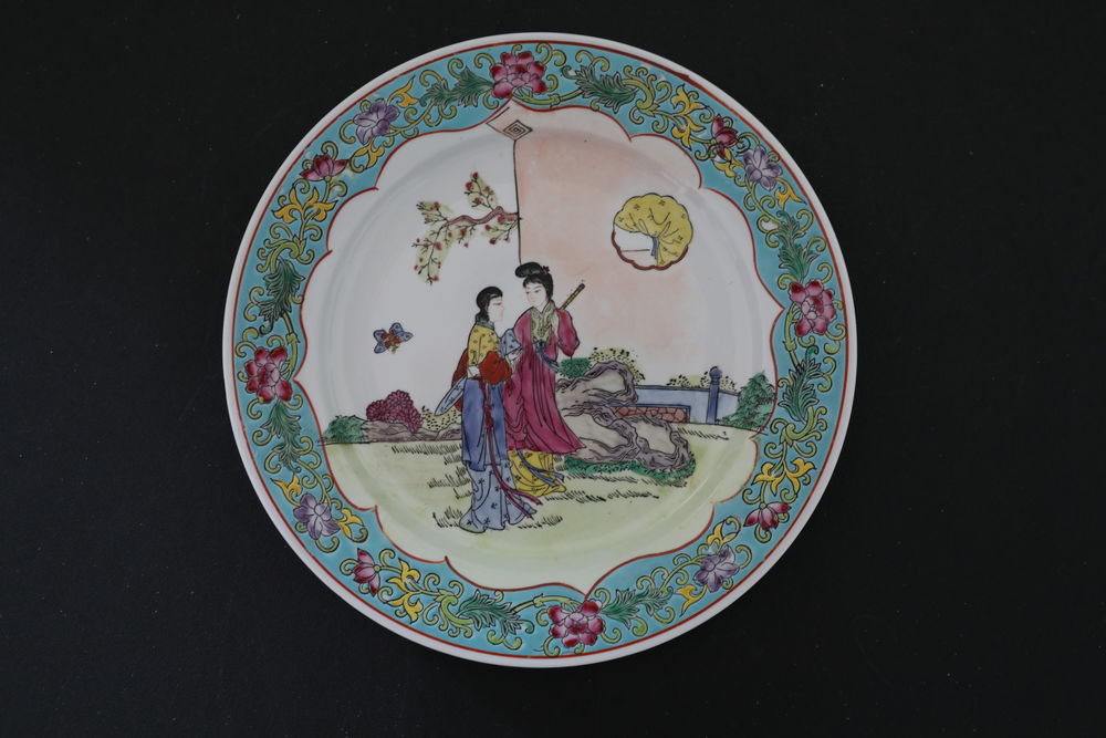 ASSIETTE CHINOISE 2 FEMMES SIGNE 