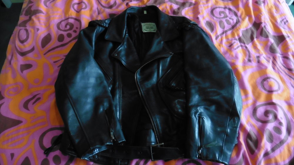 Blouson en cuir noir style vintage homme Vtements