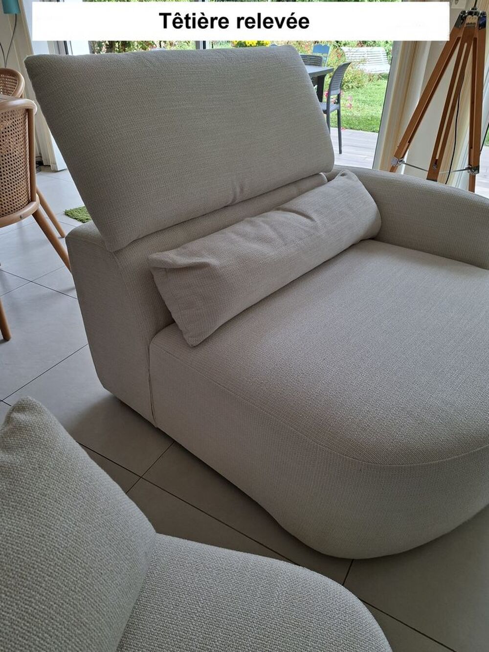 Canap&eacute; 3-4 places tissus blanc-beige Meubles