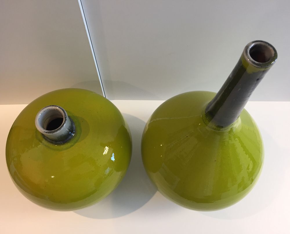 Gros Vases C&eacute;ramique &Eacute;maill&eacute;e Craquel&eacute;e Art Design Vert Pom Dcoration