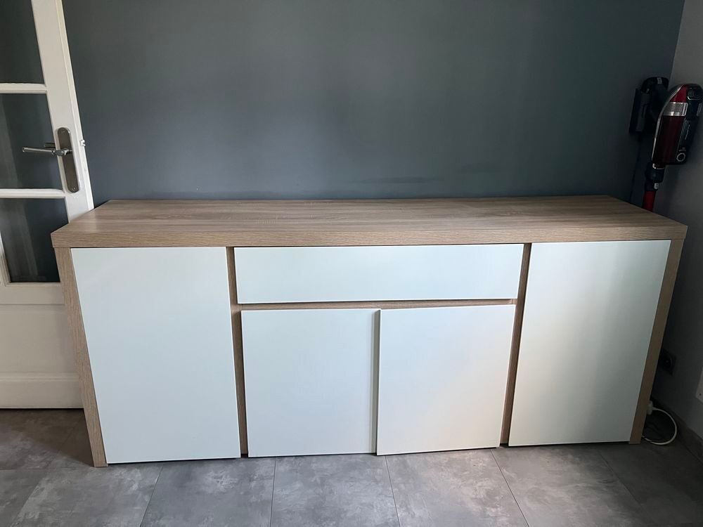 Buffet moderne blanc et h&ecirc;tre clair ? bon &eacute;tat Meubles