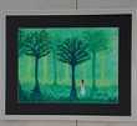 Peinture : Dame blanche en for&ecirc;t Dcoration