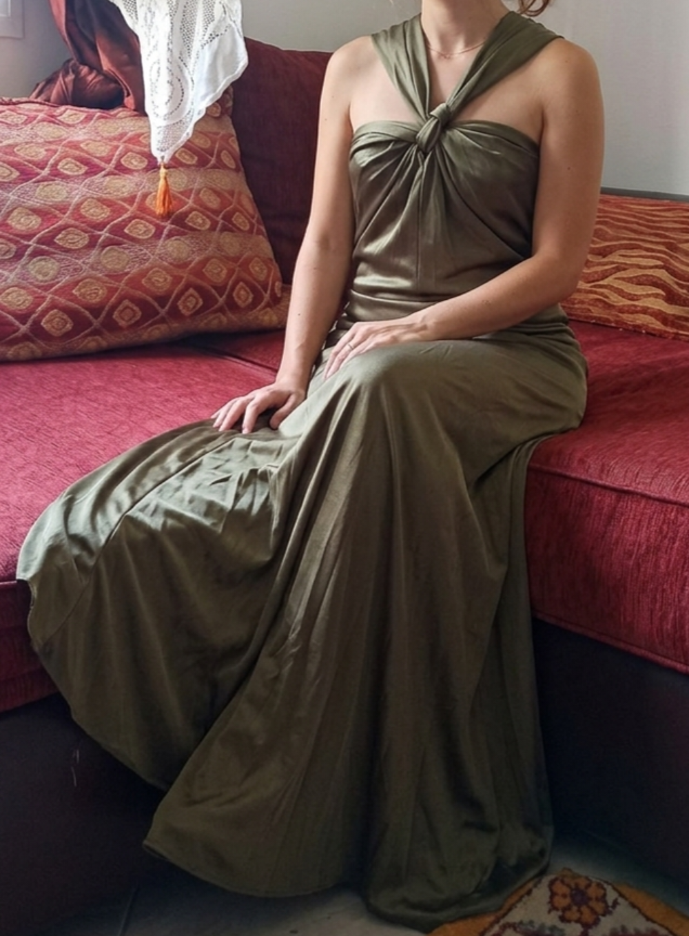 Robe longue &eacute;l&eacute;gante kaki Vêtements