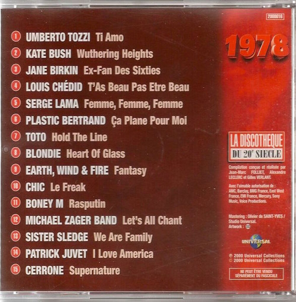 Les 15 tubes de 1978 CD et vinyles