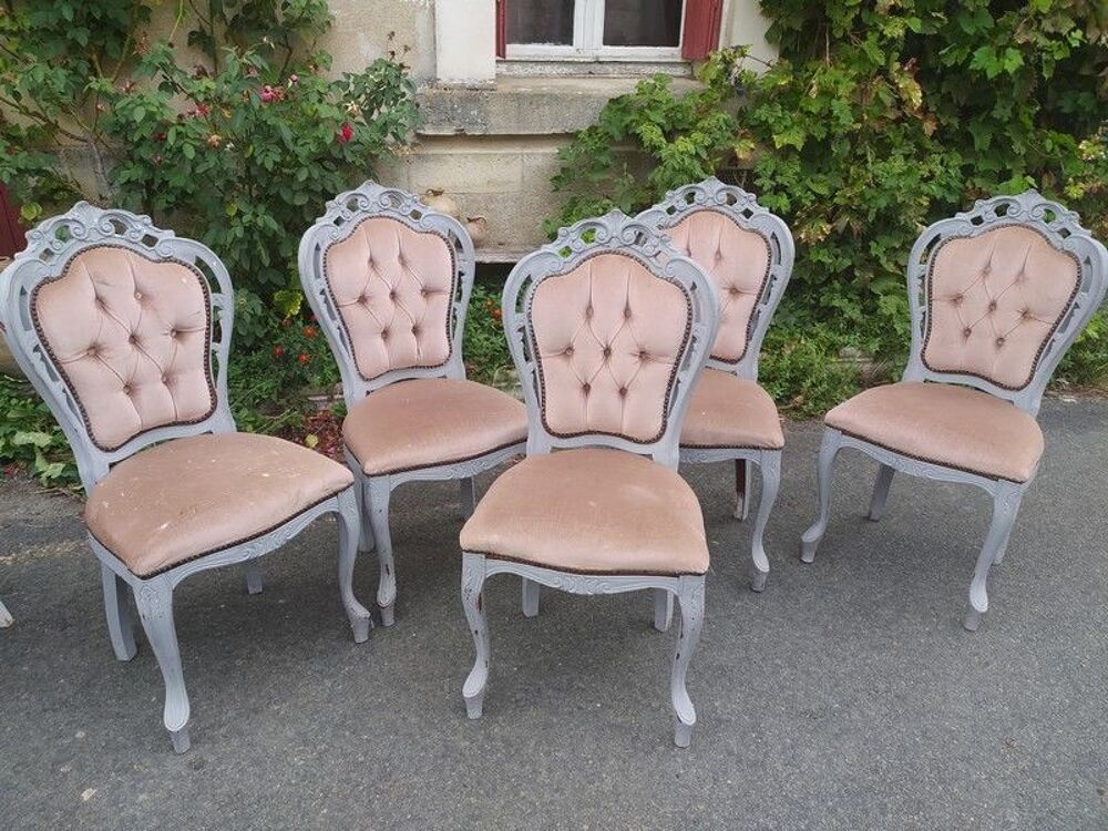 Lot de 5 Chaises Bois Velours Style Baroque 
Meubles