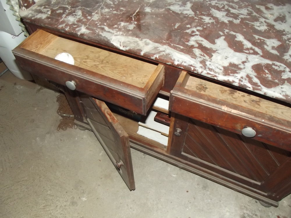Coiffeuse ann&eacute;es 30 bois et marbre rouge de Caunes-Minervois Décoration
