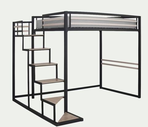Lit mezzanine escalier m�tal bois 220 Bouxurulles (88)