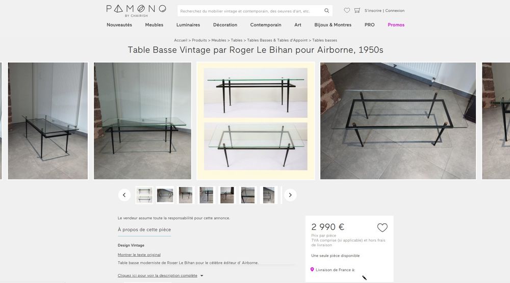 Iconique Table basse Roger Le Bihan pour Airborne 1960-70 Meubles