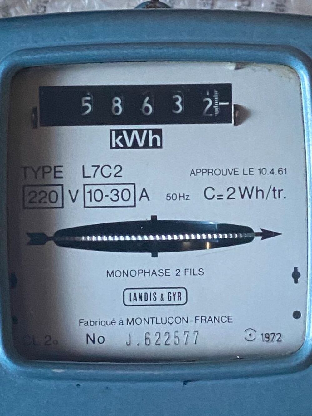 compteur m&eacute;canique monophas&eacute; L7C2 en 10/30A Bricolage