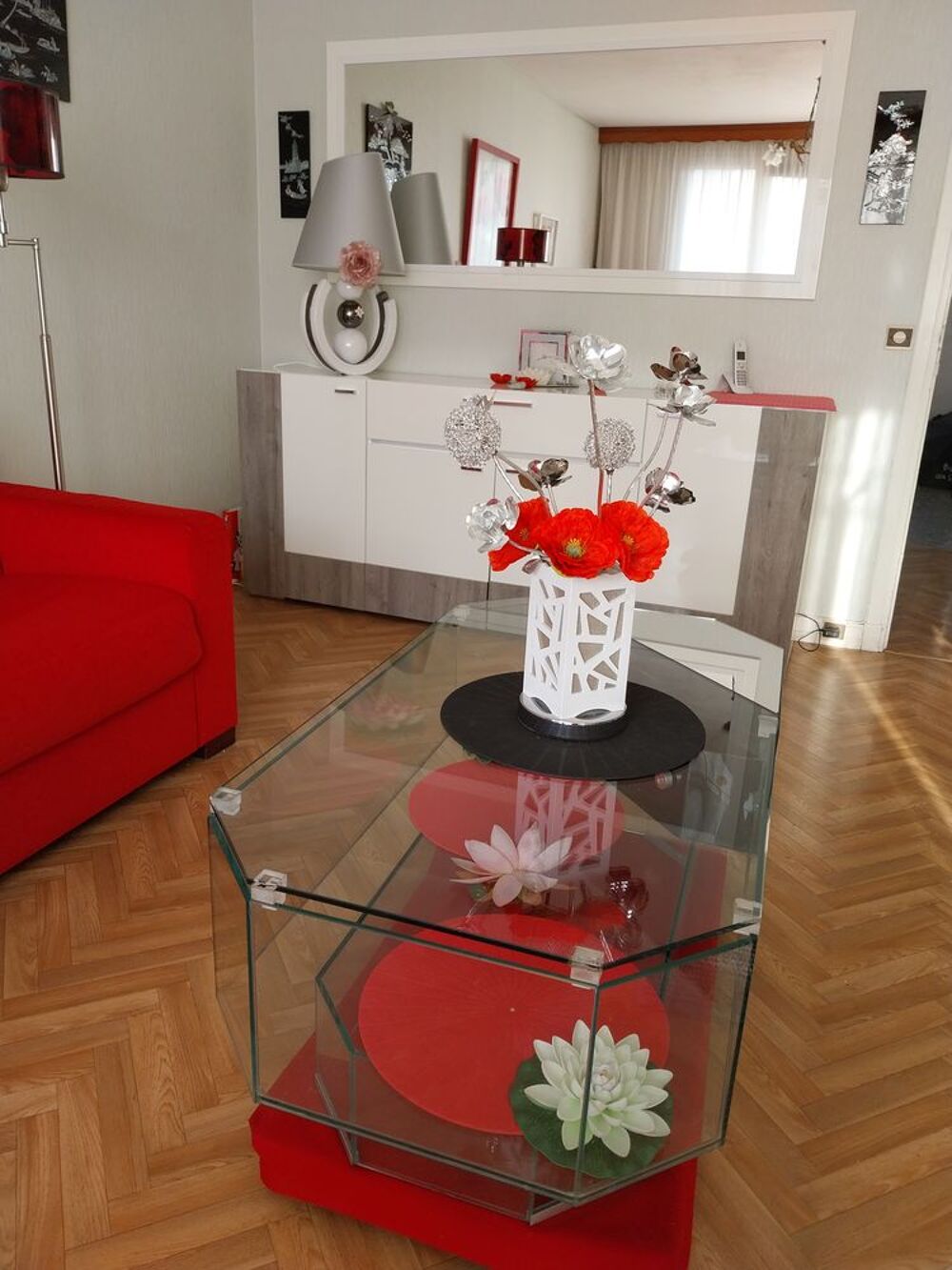 TABLE EN VERRE PLUS PLATEAU POUR LA D,EPLACEE Meubles