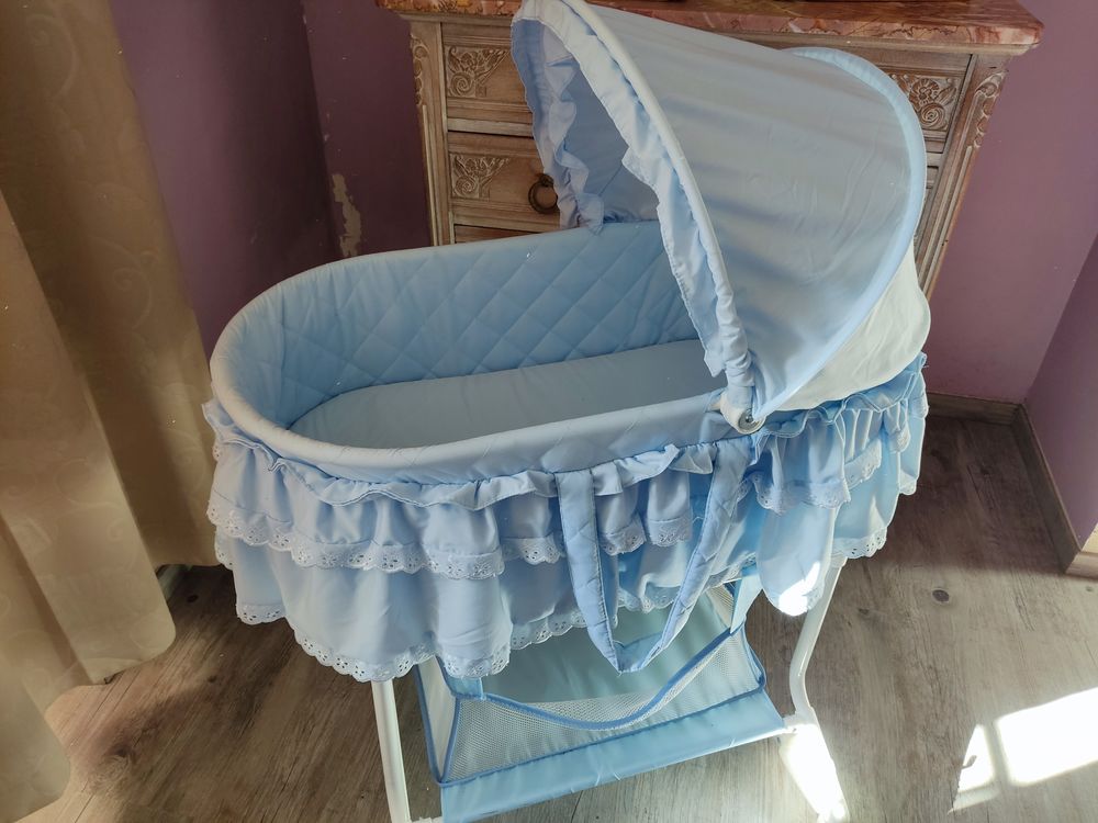 Berceau &agrave; bascule bleu 2 en 1 Mobilier enfants