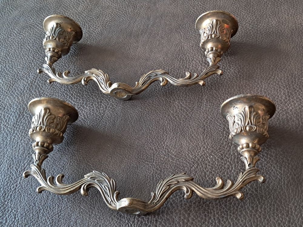 lot de 2 bougeoir chandelier cand&eacute;labre en laiton Décoration