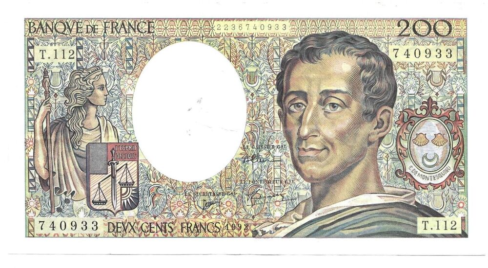 Billet 200 francs Montesquieu 1992 (T.112) Banque de France 