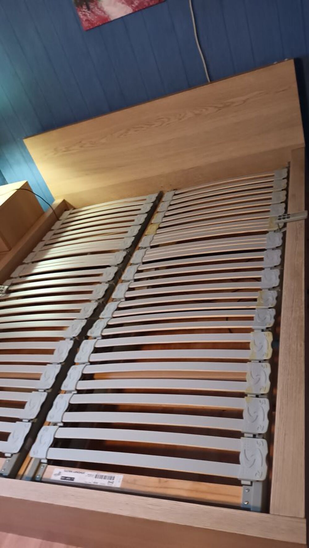 Lit malm ikea 160x200 avec 2 sommiers &eacute;lectriques 80x200 . Meubles