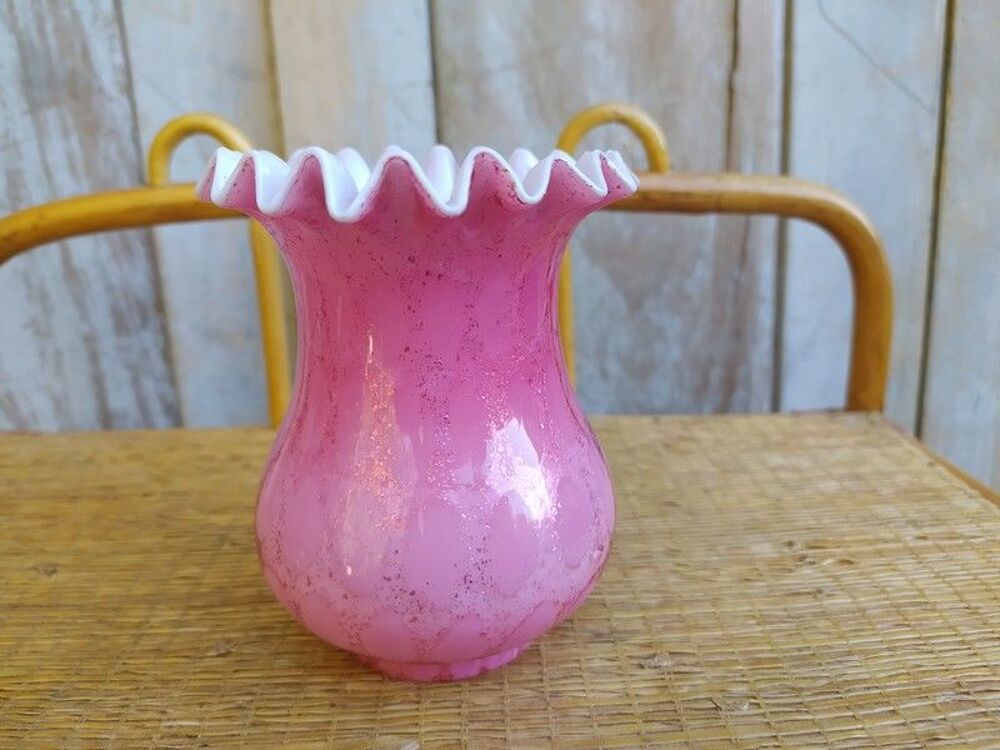Tulipe Verre Lampe &agrave; P&eacute;trole Corolle Rose Clichy Overlay Décoration